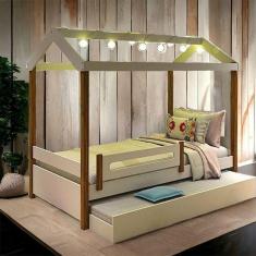 Cama Casa Elisa Branco/mel C/ Led, Aux. E 02 Colchões