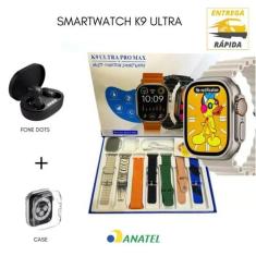 Relógio smartwatch K9 Ultra Max com 7 pulseiras capa de proteção e fon