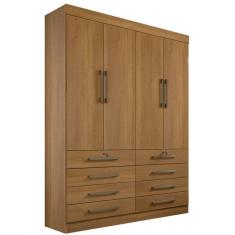 Guarda Roupa Solteiro 4 Portas 6 Gavetas - Mônaco-Cinamomo - Móveis D`Doro
