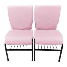 02 Cadeiras para Igrejas c/ Porta Biblía e Porta Cálice Rosa