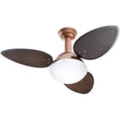 Ventilador de Teto Jet Pétalo Venti-delta Cobre 3 Pás Rattan Chocolate