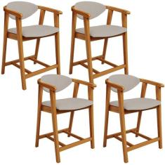 Kit 04 Banquetas Baixa Para Cozinha Sala Jantar Bancada Cecília L02 Li