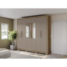 Guarda-roupa 6 Portas e 2 Gavetas com Pés e Espelho - Kappesberg