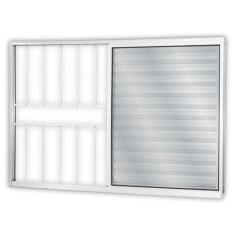 Janela de Alumínio Veneziana de Correr 100x120cm 3 Folhas 1 Fixa com G
