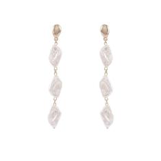 Brinco Comprido Armazem Rr Bijoux Pedra Fosca Dourado