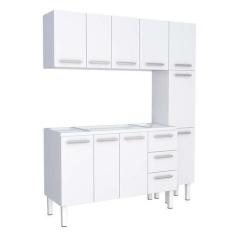 Cozinha Completa de Aço Gabinete Para Pia 150cm com Aéreo e Paneleiro 