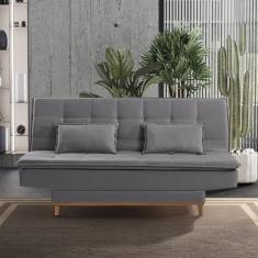 Sofá Cama 3 Lugares 192Cm Luna Estofart Cinza