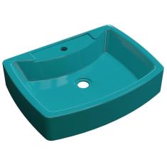 Cuba Pia De Apoio Para Banheiro  Retangular Aria RT50 Azul Turquesa C08 - Mpozenato