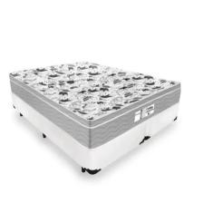 Cama Box Casal Bipartido Tecido Sintético Branco com Colchão De Molas Ensacadas - Probel Evolution
