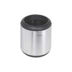 Lixeira Inox Cápsula Com Acabamento Scotch Brite E Aro E Base Em Polipropileno 7 L