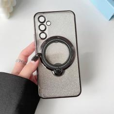 Para samsung galaxy s24 s23 s22 plus ultra a54 a34 s20 fe caso glitter papel jam chapeamento ímã macio carga suporte capa, preto, para galaxy s23