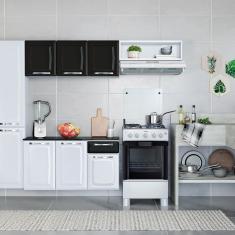 Cozinha Compacta 10 Portas 1 Gaveta Amanda Branco/Preto