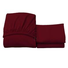 Lençol Casal Padrão Liso Malha Gel + Fronhas - JGM CONFECÇÕES, VINHO