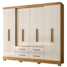 Guarda Roupa Casal San Lorenzo 8 Portas Freijó Off White Moval