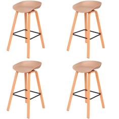 Kit 4 Banquetas Toledo Fratini 73 (altura) Revestimento Polipropileno Fendi Base Em Aço E Apoio De Pé Preto