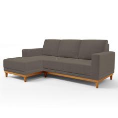 Sofá Living 200cm 3 Lugares Com Chaise Esquerdo Kayrós D05 Bouclê Bege