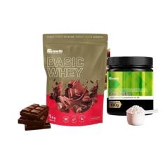 Growth Whey Protein Basic Chocolate 1kg e Creatina 100g (único, Creatina Monohidratada)