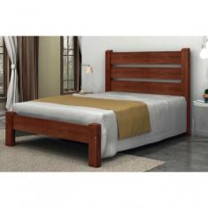 Cama Queen Size Berlim de Madeira Maciça Angelim Pedra Tauari Castanho