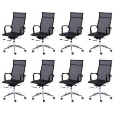 Kit 4 Cadeiras para Escritorio Interlocutor Base Fixa Esteirinha Sintético 3301 Preto