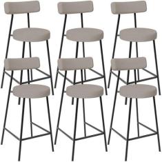 Kit 06 Banquetas Baixa Para Cozinha Sala De Jantar Bancada Milão L02 L