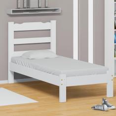 Cama De Solteiro De Madeira Branco Esmeralda Nemargi