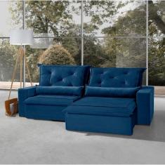 Sofá 6 Lugares Florianópolis Retrátil e Reclinável com Molas e Espuma Soft no Assento Veludo SOF -