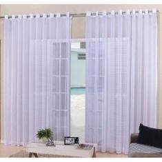 Cortina Voal Branca Sala Ou Quarto 2,00X1,70 Ilhós Cromado