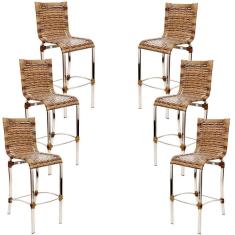Conjunto De 6 Banquetas Haiti Em Alumínio Para Cozinha Trama Capuccino