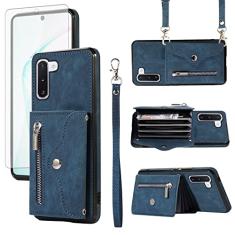 Asuwish Capa de telefone para Samsung Galaxy Note 10 5G capa carteira com alça transversal de pulso cordão suporte para cartão de crédito acessórios de celular de couro Note10 notas 10s Ten Not S10