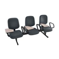 Cadeira Em Longarina Com Prancheta Linha Blenda Cinza