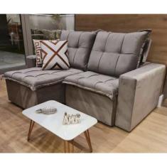 Sofá Retrátil e Reclinável 3 Lugares com Molas 200cm Safira Veludo - E