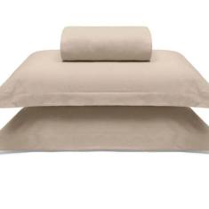 Jogo De Cama Buettner King Malha 100% Algodao Liso 3 Peças Image Bege
