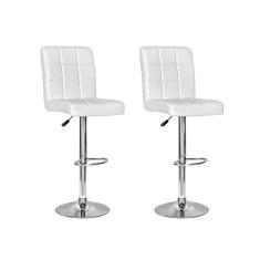 Conjunto 2 Banquetas Dublin Couro Pu Regulagem De Altura - Branca