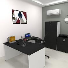 Mesa Reta Natus 40mm 160 Bramov Móveis Branco/preto