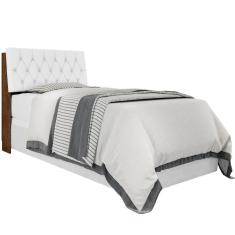 Cabeceira Solteiro Box Laura Malbec Captonê Branco