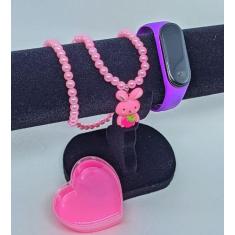 Kit Relógio Infantil Digital Led Bracelete Esportivo Prova água Silico
