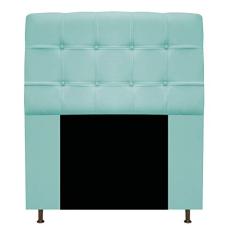 Cabeceira Estofada Mel 90 cm Solteiro Com Botonê Suede Azul Tiffany - ADJ Decor