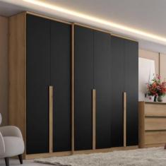 Guarda Roupas Casal 6 Portas 4 Gavetas Valência THB, Capuccino/Preto S