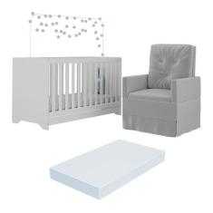 Berço 3x1 com Colchão Incluso e Poltrona de Amamentação Elza Multimóve