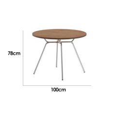 Mesa Para Cozinha 1588 Aço C-tampo Madeirado 100cm Freijo C- Prata - Carraro