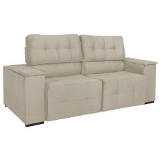 Sofá Cama Retrátil Sala Vicenza 210cm Bouclé Cor Bege