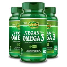 Kit 3 Ômega 3 Vegetal Unilife 60 Cápsulas