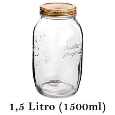 Pote hermético grande Quattro Stagioni 1,5 Litro (1500ml) de vidro Bormioli Rocco para conservação de alimentos
