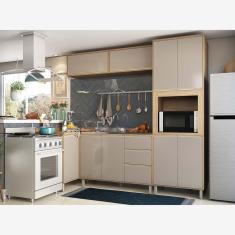 Cozinha Modulada de Canto 5 Peças com Armário Balcões e Paneleiro Mel Luciane Móveis
