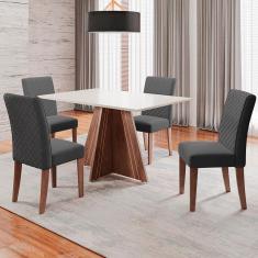 Mesa de Jantar Retangular Dobuê Dublin com 4 Cadeiras Revestidas em Tecido Veloplus