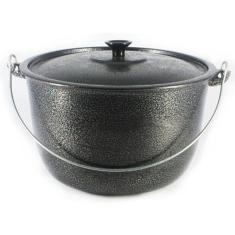 Caldeirão Alumínio Fundido Craqueado Alça Galvanizada Preto 24cm