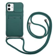 Capa de telefone colorida com cordão para iPhone 12 11 13 Pro Max X XR XS Max 14 Pro 7 8 Plus SE2020 Capa para slot de cartão, T4, para iPhone 14