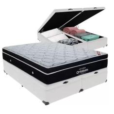 Cama Box Com Baú Queen Blindado + Colchão De Molas Ensacadas - Ortobom - Elegant SuperPocket 158x198x70cm