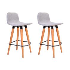 Kit 2 Banquetas Baixa Linea Aço Preto Assento Cinza