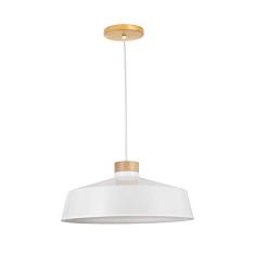 Pendente Madeira Cupula Metal Branco 45cm Vibrance 2730